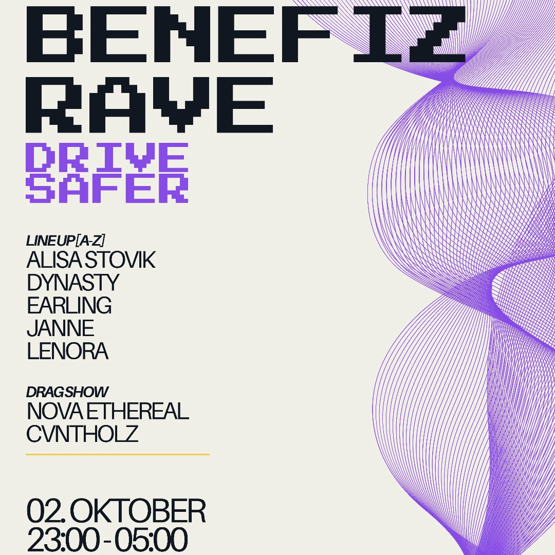 BENEFIZ RAVE für drive safer. 💜 TRANCE • TECHNO • GROOVE • DRAG